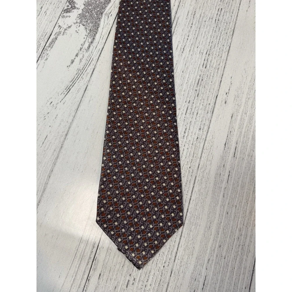 Belisi Men's 100% Silk Vines Neck Tie Brown Orange Classic 3 7/8